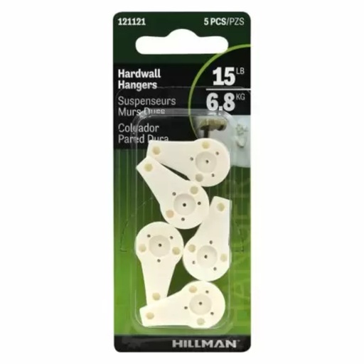 [121121] Hillman AnchorWire Plastic Coated Hardwall Picture Hook 15 Lb. 5 Pack
