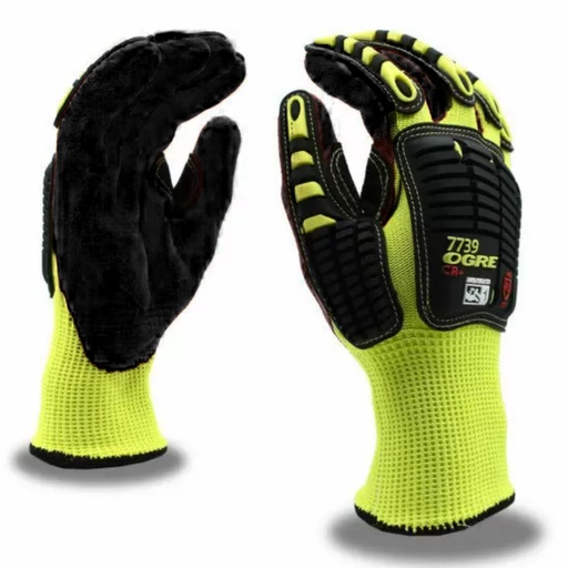 [9049079D] Cordova 7739M OGRE-CR+ 13-Gauge Gloves  Hi-Vis Yellow HPPE/Glass Shell  TPR Protectors  Interior Foam Palm Padding  Red Sandy Nitrile Palm Coating  AN