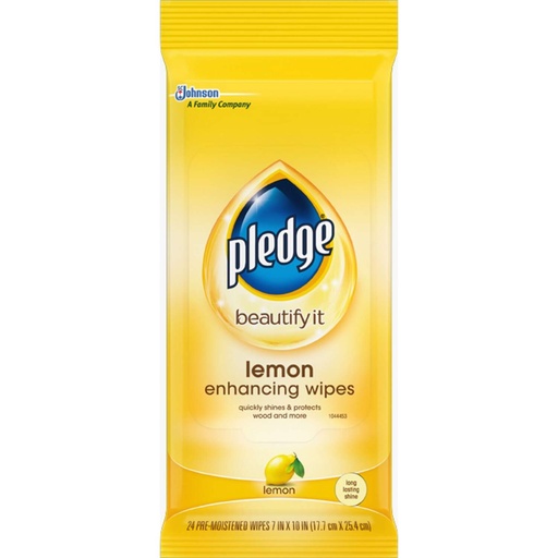 [1470798] Pledge Multisurface Enhancing Wipes - Lemon - 24ct