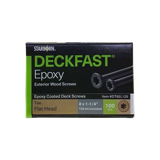 [DT62L125] DECKFAST 8X1-1/4 TORX TAN 100PC
