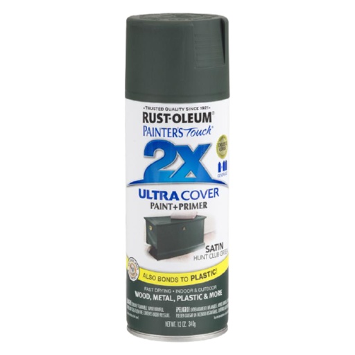 [1395698] Rust-Oleum 12oz 2X Painter's Touch Ultra Cover High Gloss Spray Paint Hunt Green: Enamel for Plastic & More