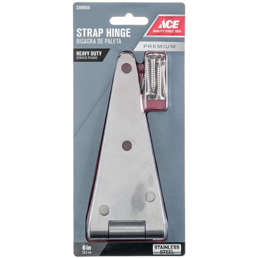 [5398649] Ace 6 in. L Stainless Steel Heavy Duty Strap Hinge 1 Pk