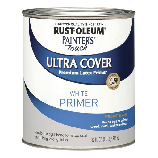 [420007520] Rust-Oleum Ultra Cover Flat White Paint Indoor and Outdoor 250 G/L 0.5 Oz.