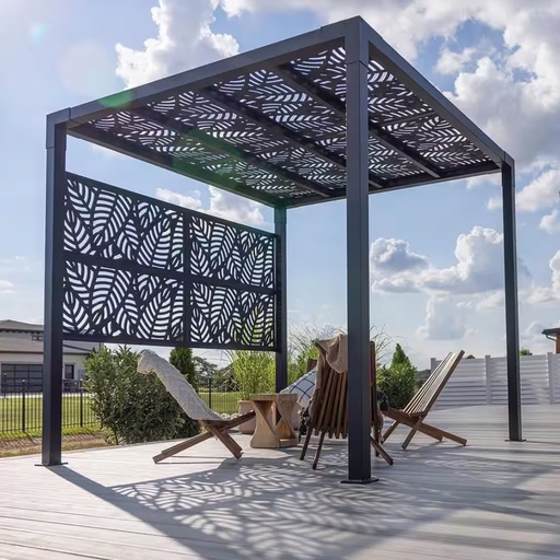 [73050387] Matte Black Pergola Side Wall