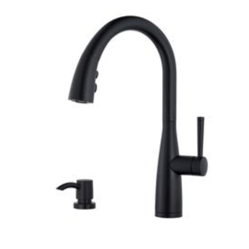 [F5297RYB] Pfister F-529-7RY Raya 1.8 GPM Single Hole Pull Down Kitchen Faucet - Includes Escutcheon Matte Black Faucet Kitchen Single Handle