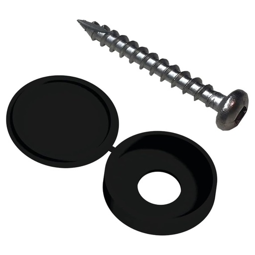 [73025527] 1-1/2 in. Length #8 External Square Round Stainless Steel Decorator Screws and Cover Black (12-Pack)