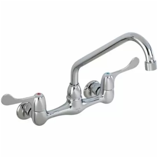 [28P4202LF] Delta 28P4202LF Commercial Laundry Faucet Wall Mount Double Handle with Swing Spout Vandal Resistant Aerator and 4" Hooded Blade Handles Chrome