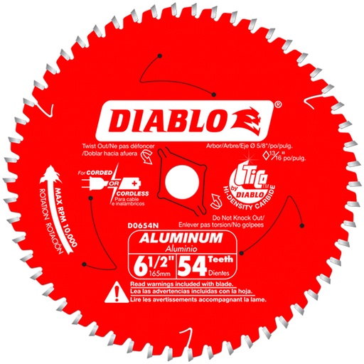 [D0654NA] Diablo 6-1/2 in. D X 5/8 in. TiCo Hi-Density Carbide Circular Saw Blade 54 Teeth 1 Pk