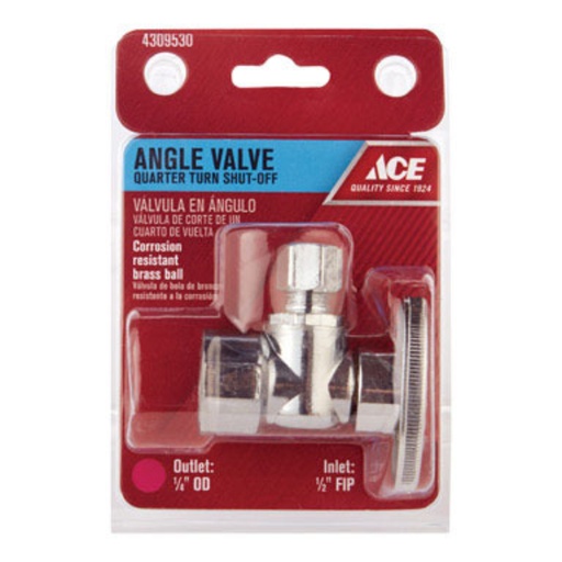 [4309530] Ace 1/2 in. FIP X 1/4 in. Compression Brass Angle Stop Valve