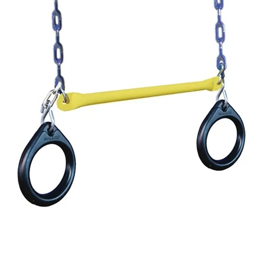 [NE4488] Swing-N-Slide Ring and Trapeze Combo - Yellow Bar with Blue Rings - 19  W X 28 L - 19  W X 28 L