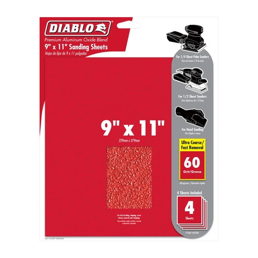 [DCS911060S04G] DIABLO LIJA 9X11" MADERA 60G P4
