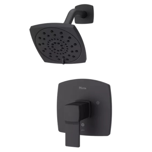[LG897DAB] Pfister LG89-7DA Deckard Shower Trim Package with Multi Function Shower Head Matte Black Showers Shower Only Pressure Balanced