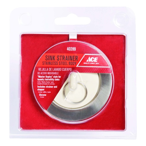 [40289] Ace 2-1/2 in. D Polished Chrome Silver Stainless Steel Sink Strainer