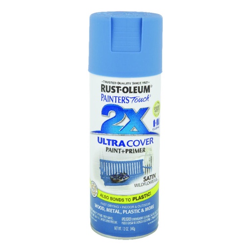 [1395557] Rust-Oleum Painter's Touch 2X Ultra Cover Satin Wildflower Blue Paint+Primer Spray Paint 12 Oz