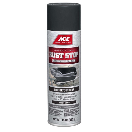 [17073] Krylon I00006A00 "Ace Rust Stop" Spray Paint Satin Black