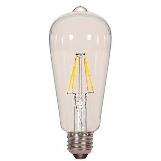 [S8611] SATCO Clear LED ST19 Medium 6.5 Watt LED Filament Bulb with 2700K 810 Lumens 80 CRI and 360 Degrees Beam, Carded
