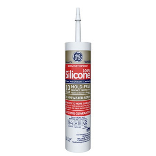 [12235] GE Advanced White Silicone 2 Kitchen and Bath Caulk Sealant 10.1 Oz.