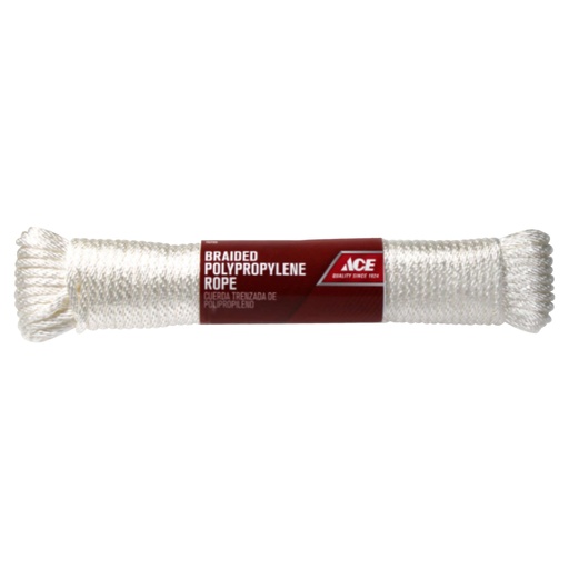 [75755] Ace 1/4 in. D X 100 Ft. L White Braided Poly Rope