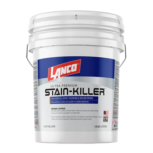 [WP0392] Lanco 5 Gal. Stain Killer Ultra Premium White Interior/Exterior 100% Acrylic Wall Primer with Heavy Stain Elimination