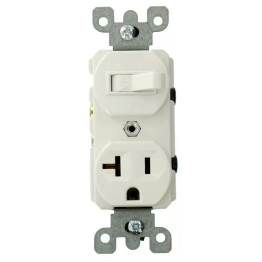 [450009621] 20 Amp Commercial Grade Combination Single Pole Switch and Receptacle, White 5335-W