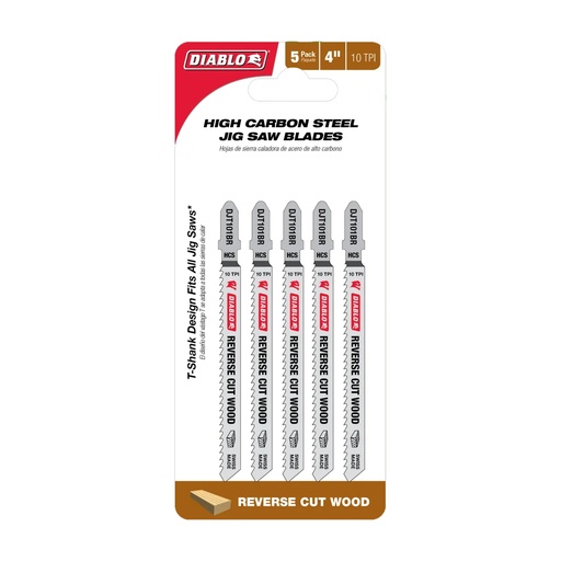 [DJT101BR5] Diablo 4 in. High Carbon Steel T-Shank Reverse Cut Wood Jig Saw Blade 10 TPI 5 Pk