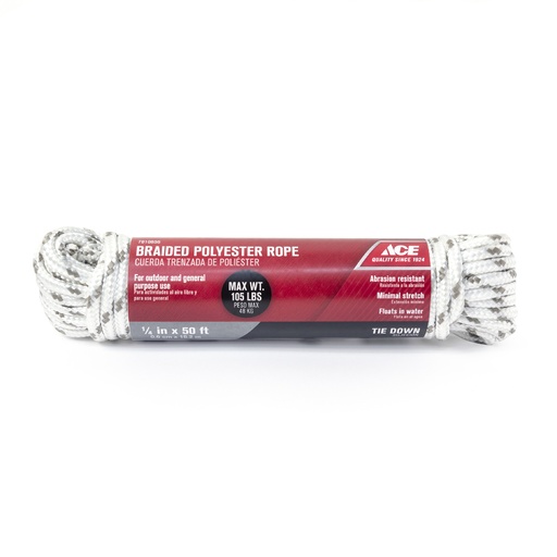 [7810856] Ace 1/4 in. D X 50 in. L Gray/White Diamond Braided Poly Rope