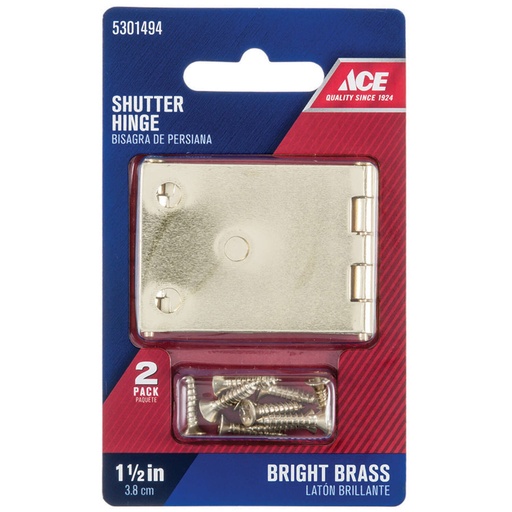 [5301494] Ace 1-1/2 in. L Bright Brass Wide Throw Shutter Hinge 1 Pk
