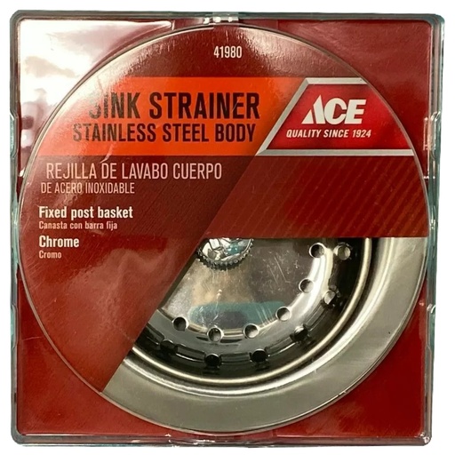 [41980] Ace 3-1/2 in. D Stainless Steel Basket Strainer Assembly