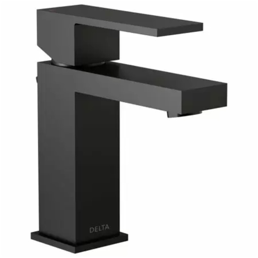 [567LFBLGPMPP] Delta 567LF-GPM-PP Modern 1.0 GPM Single Hole Bathroom Faucet with Push Pop-up Drain Assembly - Includes Lifetime Warranty Matte Black Faucet Bathroom