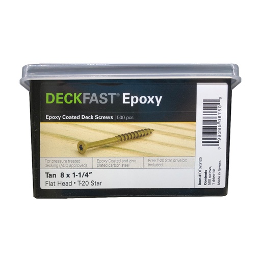 [DT62G125] DECKFAST 8X1-1/4 TORX TAN 500PC