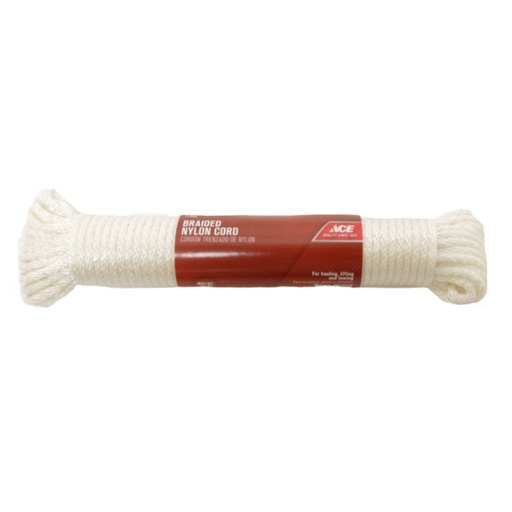 [71492] ACE 3/16 in X 50 Ft White Solid Braided Nylon Rope