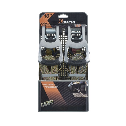 [8866782] Keeper 1.25 in. W X 16 Ft. L Camo Tie Down W/Ratchet 1000 Lb 2 Pk