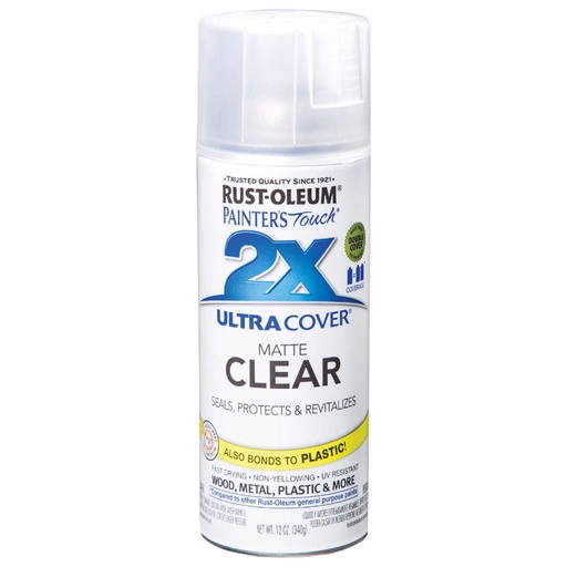 [1395839] Rust-Oleum Painter's Touch 2X Ultra Cover Matte Clear Paint + Primer Spray Paint 12 Oz
