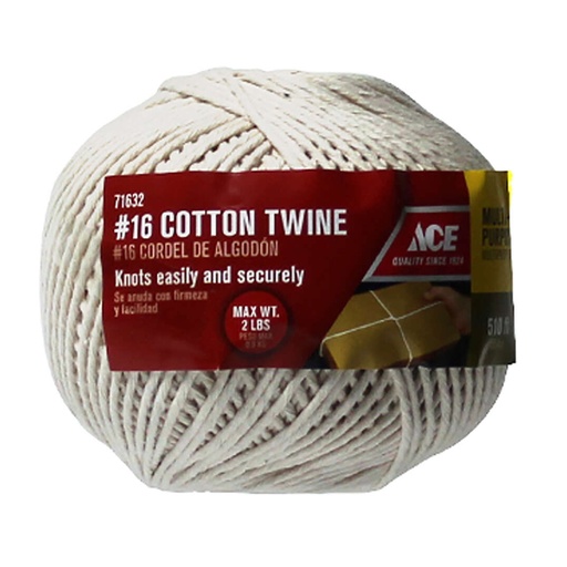 [71632] Ace 1/2 in. Dia. X 510 Ft. L Wrapping Cotton Twine White