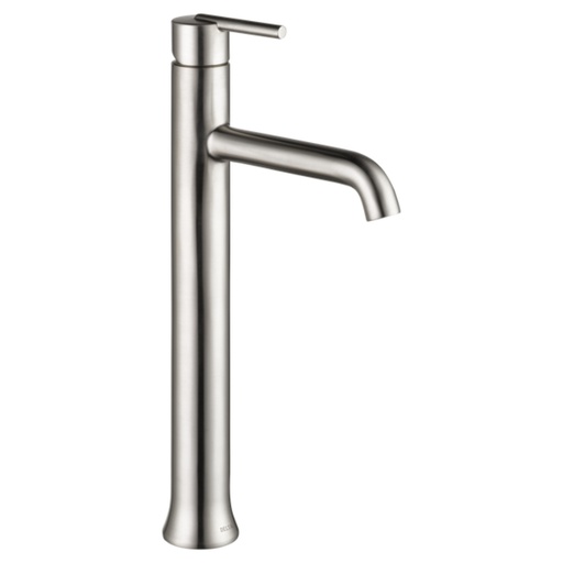 [759-SS-DST] Delta 759-DST Trinsic 1.2 GPM Single Hole Vessel Bathroom Faucet - Metal Pop-up Drain Assembly Not Included Brilliance Stainless Faucet Bathroom Sink