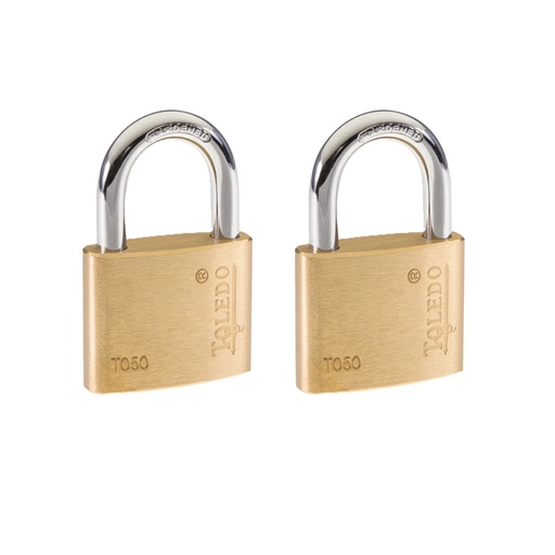 [380009242] Toledo Brass Padlock 50mm 2 Pack