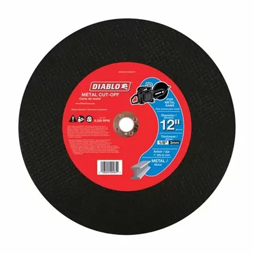 [DBD120125A01F] Diablo 12 in. D X 1 in. Aluminum Oxide High Speed Metal Cut-Off Disc 1 Pk