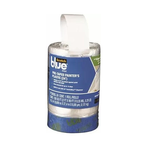 [1617471] ScotchBlue 30 Ft. W X 24 in. L X 0.35 Mil Pre-Taped Painter's Plastic 1 Pk