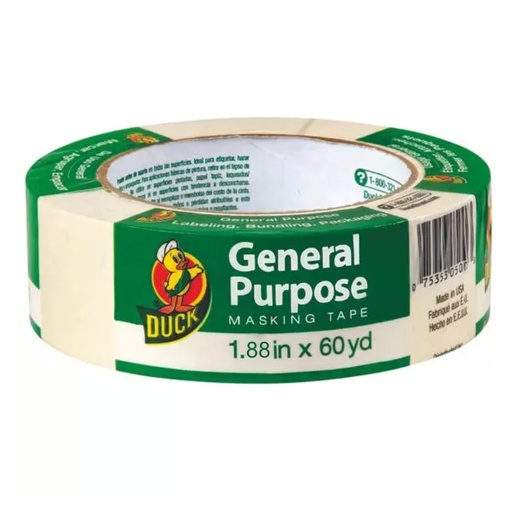 [12706] Duck 1.88 in. W X 60 Yd. L Beige Regular Strength Masking Tape 1 Pack