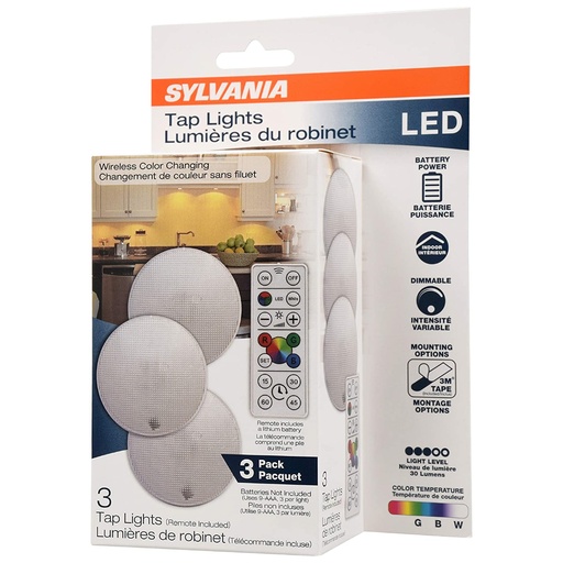 [64999] RGBW REM. CONTROL PUCK LIGHT 3PK