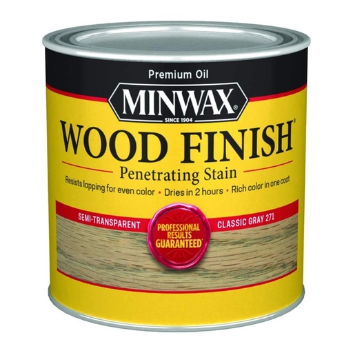 [1515022] Minwax Wood Finish Semi-Transparent Classic Gray Oil-Based Oil Wood Stain 0.5 Pt.