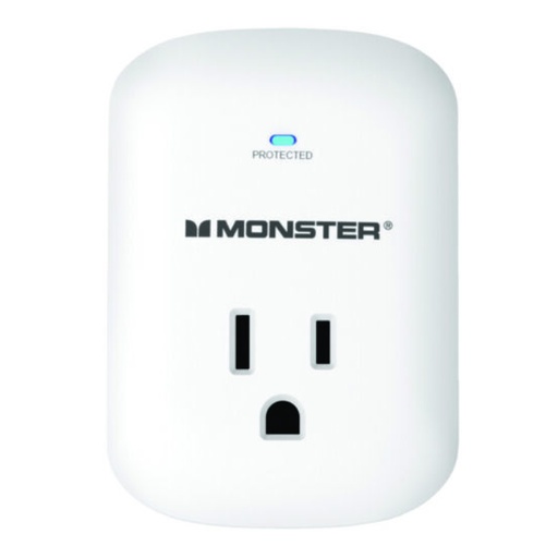 [3001112] Monster Just Power It up 0 Ft. L 1 Outlets Wall Tap Surge Protector White 1200 J