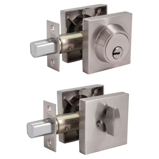 [380008977] Toledo V1800SQRUS32D Single Cylinder Square Deadbolt W/ 3-Keys, Stainless Steel