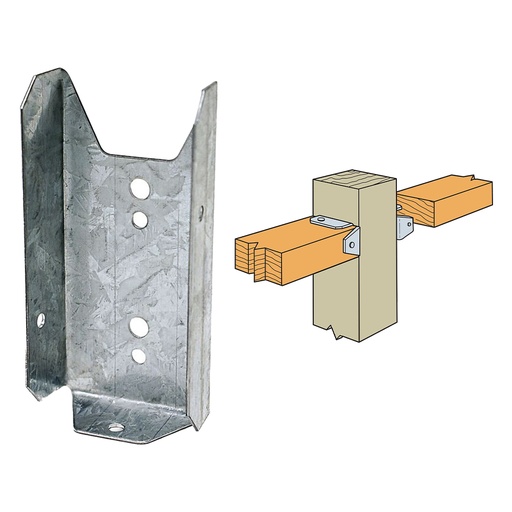 [ANCLAJE075] Simpson Strong-Tie ZMAX Silver Steel Fence Bracket 20 Ga. 3.412 in. L