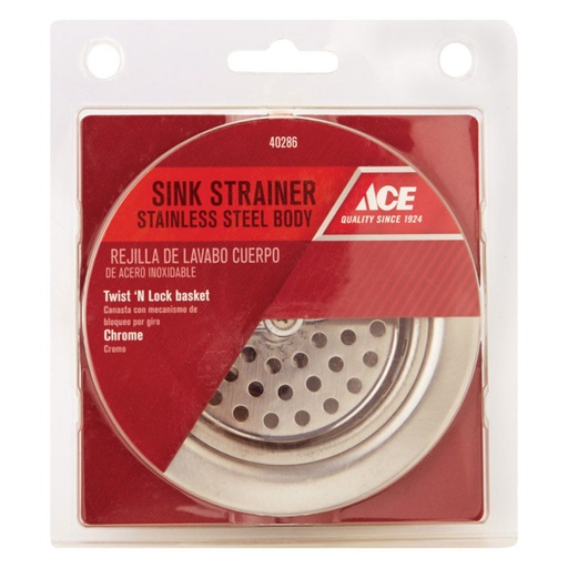 [40286] Ace 3-1/2 in. D Stainless Steel Basket Strainer Assembly