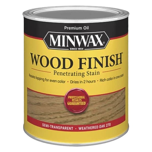 [420014007] Minwax Wood Finish Semi-Transparent Weathered Oak Oil-Based Penetrating Wood Stain 1 Qt