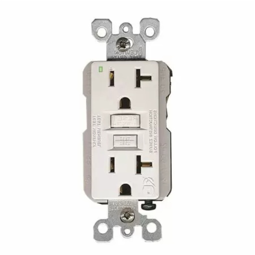 [4500094140] 20 Amp 125-Volt NEMA 5-20R SmartlockPro 2-Pole Residential Grade Duplex GFCI Receptacle Outlet, White GFNT2-W