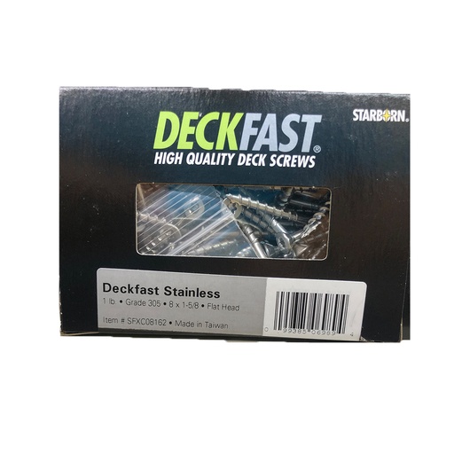 [SFXC08162] DECKFAST SS FLAT 8X15/8 TORX 1LB