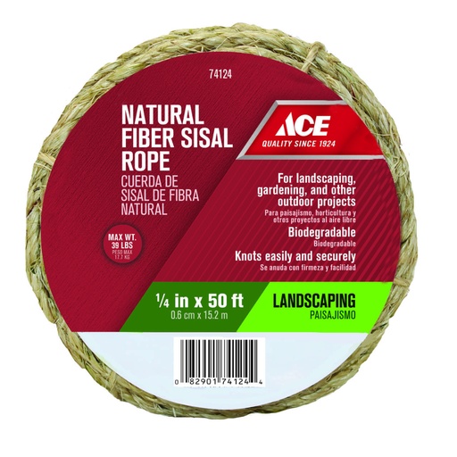 [74124] Ace 1/4 in. D X 50 Ft. L Natural Twisted Sisal Rope