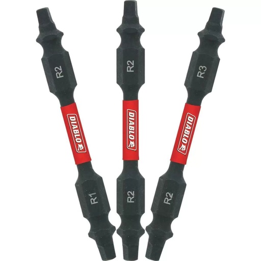 [DDESQV25S3] Diablo Square 2-1/2 in. L Double-Ended Screwdriver Bit Set Black Oxide 3 Pc